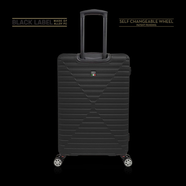 LUGGAGE SUITCASE TUCCI Italy MEDIUM 26" CARINA T0129-26IN-BLK ABS HARD COVER 4 WHEEL BLACK