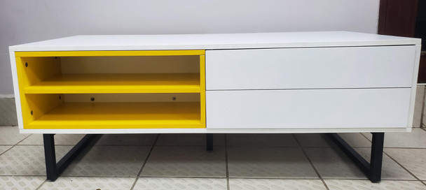 TV STAND 9907 WOOD WHITE AND YELLOW