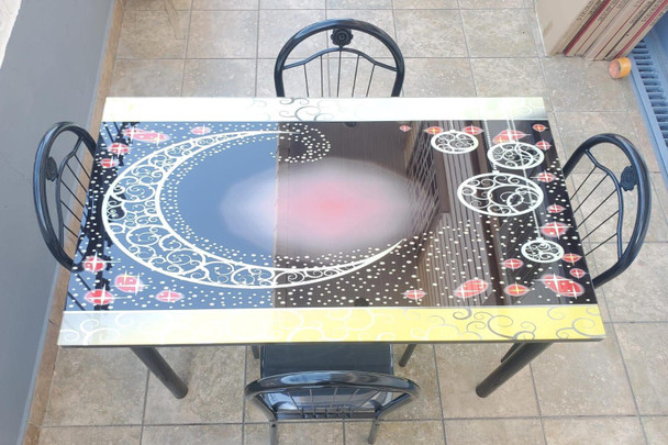 GLASS DINING TABLE A31-M12 WITH 4 CHAIR SET