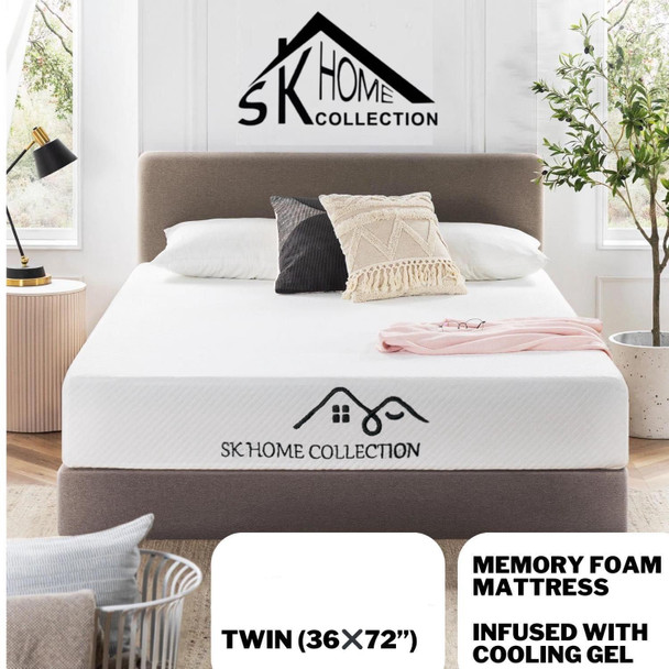 MATTRESS BUNK (TWIN) SK HOME COLLECTION SKHC-F023-TWIN 36" X 72" X 5" MEMORY FOAM INFUSED GEL COOLING IN BOX