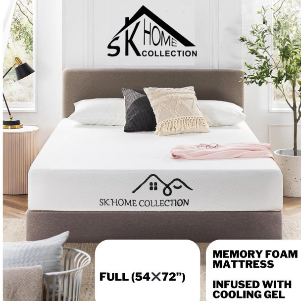 MATTRESS DOUBLE (FULL) SK HOME COLLECTION SKHC-F023-FULL 54" X 72" X 6" MEMORY FOAM INFUSED GEL COOLING IN BOX
