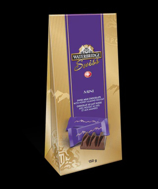 WATERBRIDGE SWISS BITES MILK CHOCOLATE WITH HONEY ALMOND NOUGAT 150G