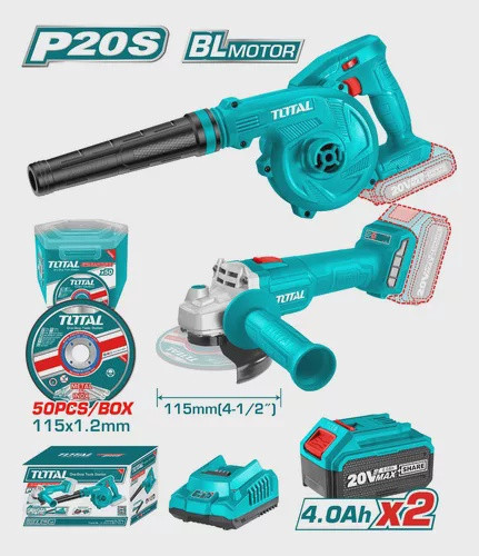 ANGLE GRINDER + BLOWER TOTAL UTOSLI2211315 2PCS COMBO KIT CORDLESS LITHIUM-ION BATTERY 20V