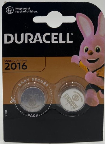 BATTERY LITHIUM COIN CR2016 DURACELL DL/CR2016 2PCS PACK