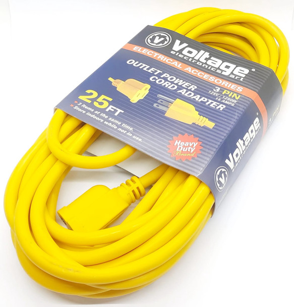 EXTENSION CORD OUTDOOR 25' VOLTAGE ELEC. YELLOW