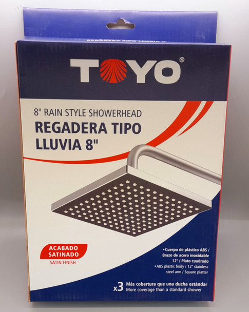 SHOWER HEAD RAIN STYLE SQUARE 8" TOYO SATIN FINISH FR-21861