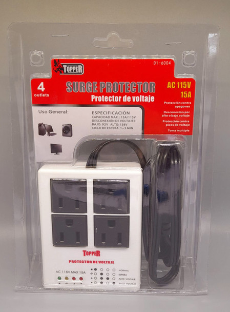 SURGE PROTECTOR TOPPER 01-6004 4 OUTLETS 15AMPS