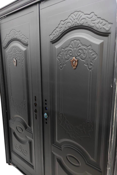 DOOR METAL DOUBLE BLACK NO GLASS 2050X1500X50MM G101B