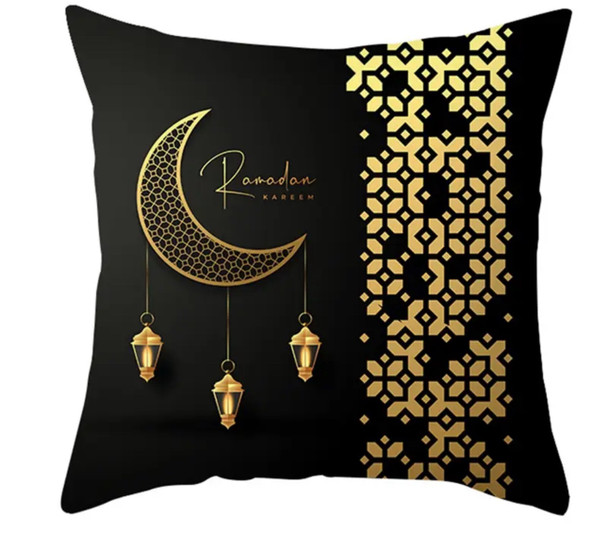 Eid / Ramadan Cushion Cover Black / White / Blue