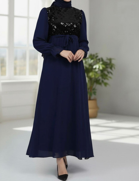 Dress Evening Occasion Navy Sequin