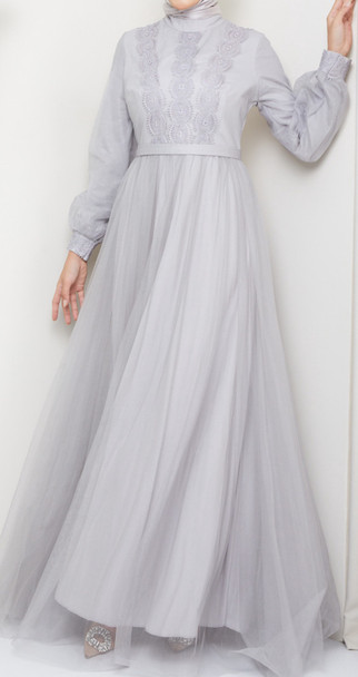 Dress Occasion Tulle Grey
