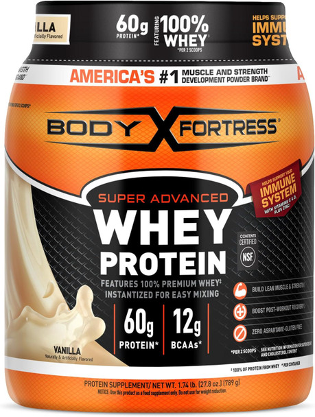Supplement Body Fortress Whey Protein Powder Vanilla 1.74lb