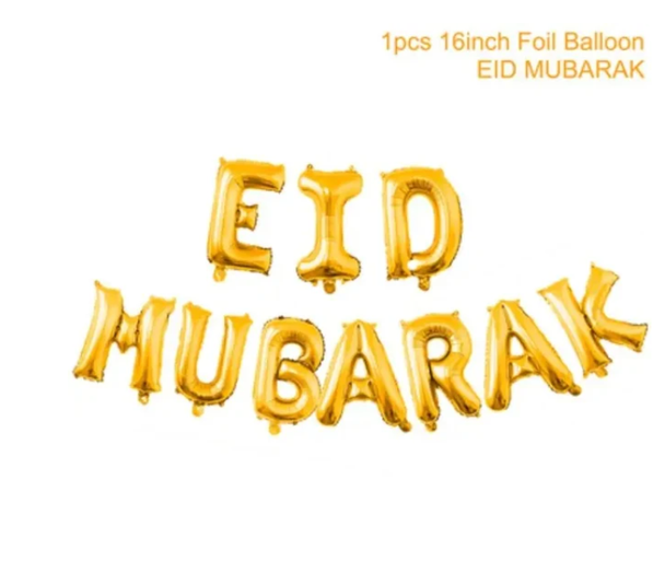 Eid / Ramadan Balloon Foil Gold Eid Mubarak 10pc 16"