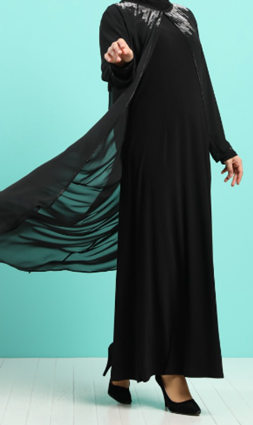 Gown Abaya Evening Occasion Dress Plum / Black