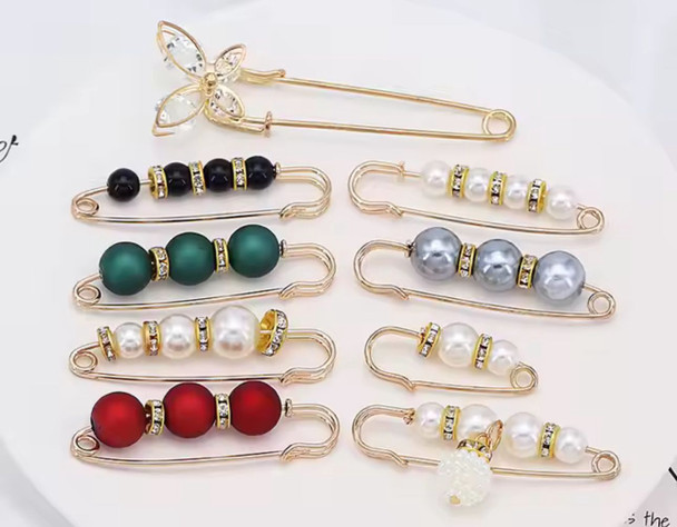 Hijab Accessories Pin Pearl 4pcs Assorted Colors