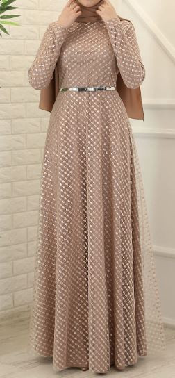 Dress Evening w/silver belt Plus Salmon / Mauve / Mint