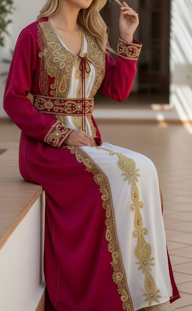 Gown Beaded Black / Burgandy