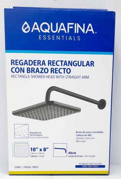 SHOWER HEAD AQUAFINA RECTANGLE 10" X 8" DARK GREY A-SHRE10X8-3