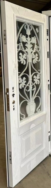 DOOR METAL SINGLE WHITE GRILL W/GLASS 2050X960X70MM KMH-G809