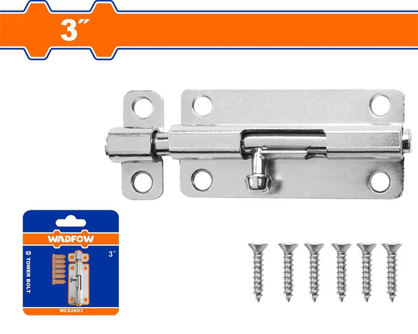 TOWER BOLT 3" CHROME WADFOW WCX2K03