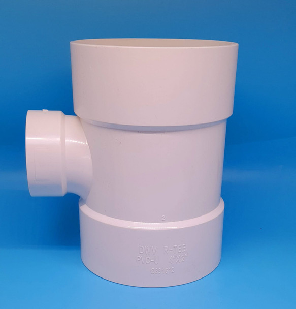 PVC REDUCING TEE 4" X 2" DWV