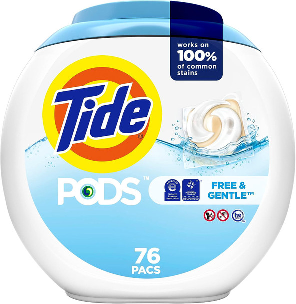 Washing Machine Detergent Tide PODS Free & Gentle 76 count