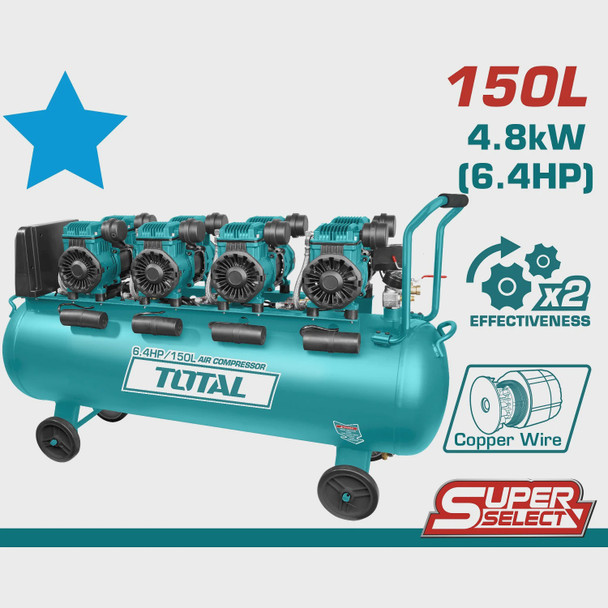 AIR COMPRESSOR TOTAL 6.4HP 150L UTCS4481508 OIL FREE