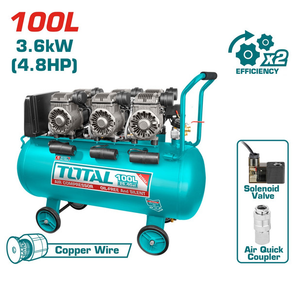 AIR COMPRESSOR TOTAL 4.8HP 100L UTCS3361008 OIL FREE
