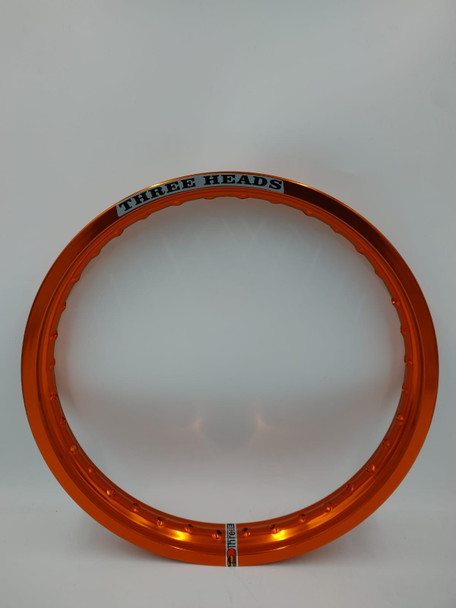 M/CYCLE RIM 1.85 x 18 THREE HEADS ORANGE SOLD EACH ALUMINUM