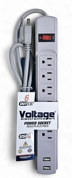 POWER STRIP 6 OUTLET VOLTAGE WITH USB PORT GTS-TM14