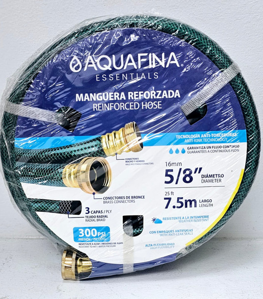 HOSE 5/8" X 25FT/7.5M AQUAFINA GREEN REINFORCED ROLL #A-RH5-8X7.5M