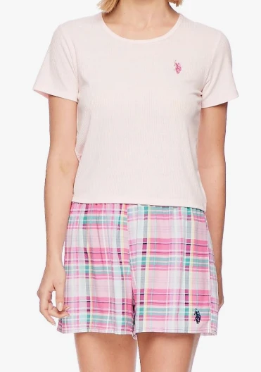 Women PJ/Loungewear Set US Polo Shorts Baby Pink