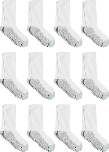 Kids Socks Hanes 12Pack White Crew / Ankle