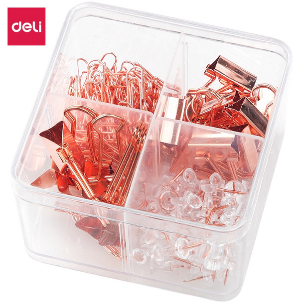 STATIONERY PAPER CLIP DELI 78551 ROSE GOLD DESK ACCESSORIES SET