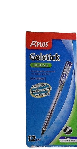 STATIONERY PEN BEIFA A+ PLUS GELSTICK GEL GA103000 0.7MM MEDIUM BLACK 12PCS BOX