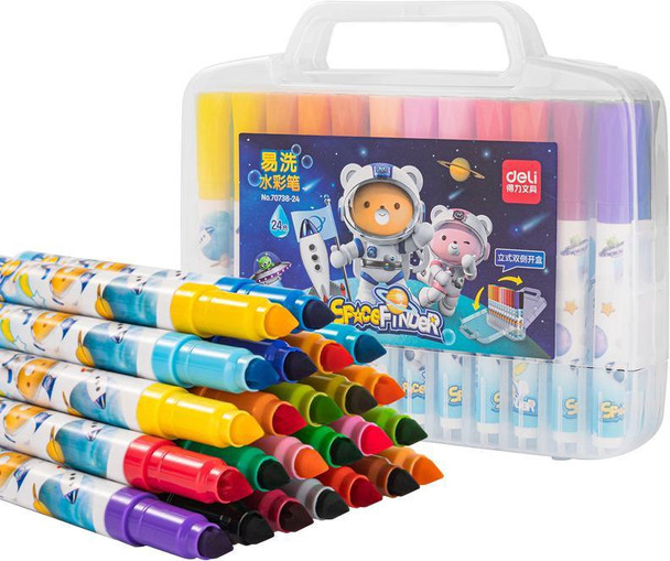 STATIONERY MARKER WATER COLOR FELT PEN DELI 70738-24 24PCS CASE