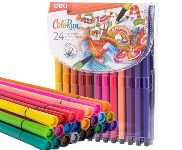 STATIONERY MARKER COLORUN FELT PEN DELI C157-24 24PCS CASE