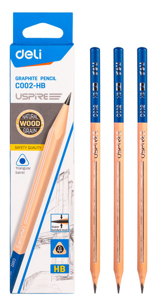 STATIONERY PENCIL DELI C002-HB = 2 USPREE GRAPHITE PENCIL 12PCS BOX