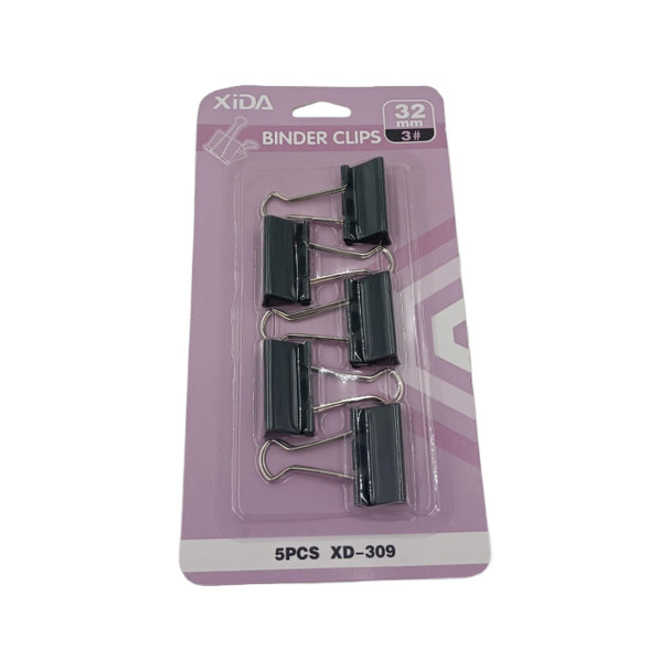 STATIONERY PAPER BINDER CLIP BULLDOG XD-309 #3 32MM 5PCS PACK