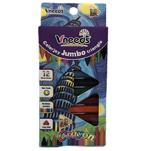 CRAYON VNEEDS COLORJOY JUMBO TRIANGLE V1001C 12PCS PACK