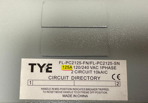 BREAKER PANEL 2 X 4 TYE 125AMPS SURFACE TYPE