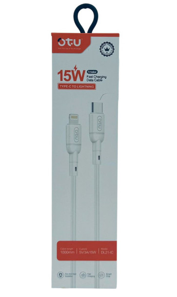 CHARGER CABLE USB OTU DL21-IC 1000MM TYPE-C TO LIGHTING 15W FAST CHARGING DATA CABLE