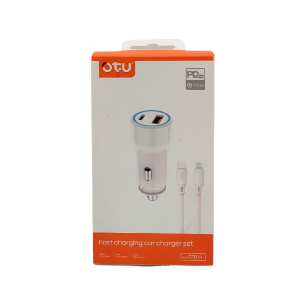 CHARGER CAR OTU CT01-I FAST CHARGING CAR PD 30W QC3.0 LIGHTING CABLE + TYPE-C ADAPTOR 2-USB