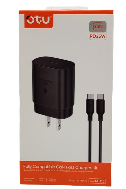 CHARGER CABLE USB OTU MT05-C TYPE-C TO TYPE-C PD 25W FULLY COMPATIBLE GAN FAST CHARGER KIT