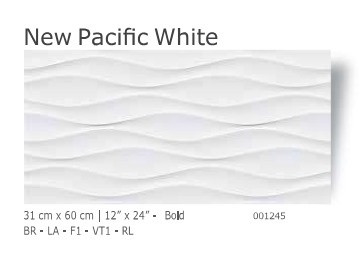 TILE CERAMIC 12"X24" 31X60CM NEW PACIFIC WHITE
