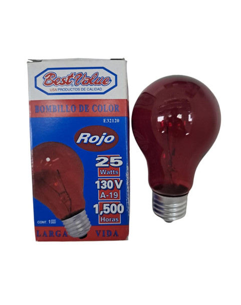 BULB COLOURED B/VALUE 110V 25W RED E32120