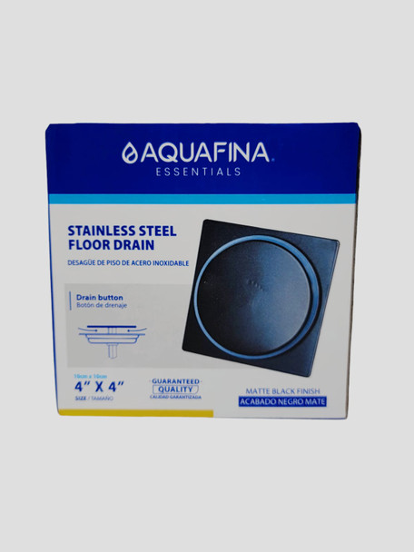 FLOOR DRAIN METAL AQUAFINA 4"X4" A-FD-S03BL MATTE BLACK