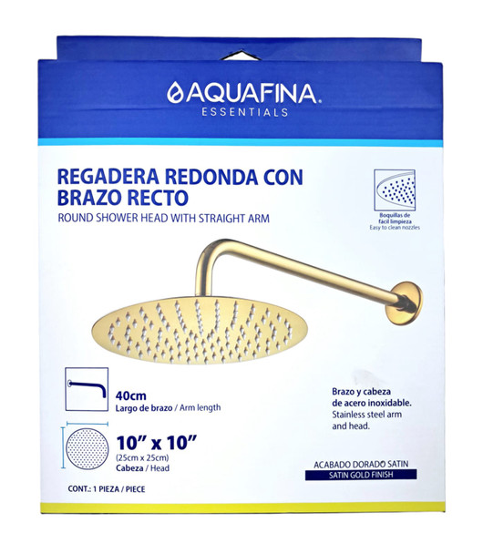 SHOWER HEAD AQUAFINA ROUND 10" X 10" SATIN GOLD A-SHRO10-4