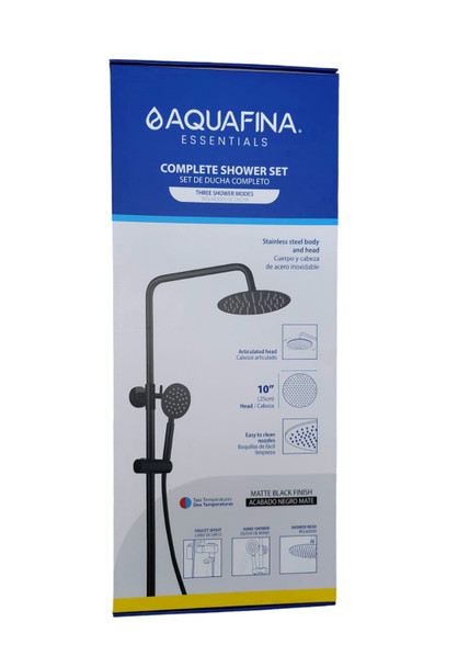 SHOWER SYSTEM AQUAFINA  WALL MOUNT 10" ROUND MATT BLACK ACSSR-1