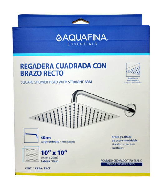 SHOWER HEAD AQUAFINA SQUARE 10" X 10" MIRROR CHROME A-SHS10-1